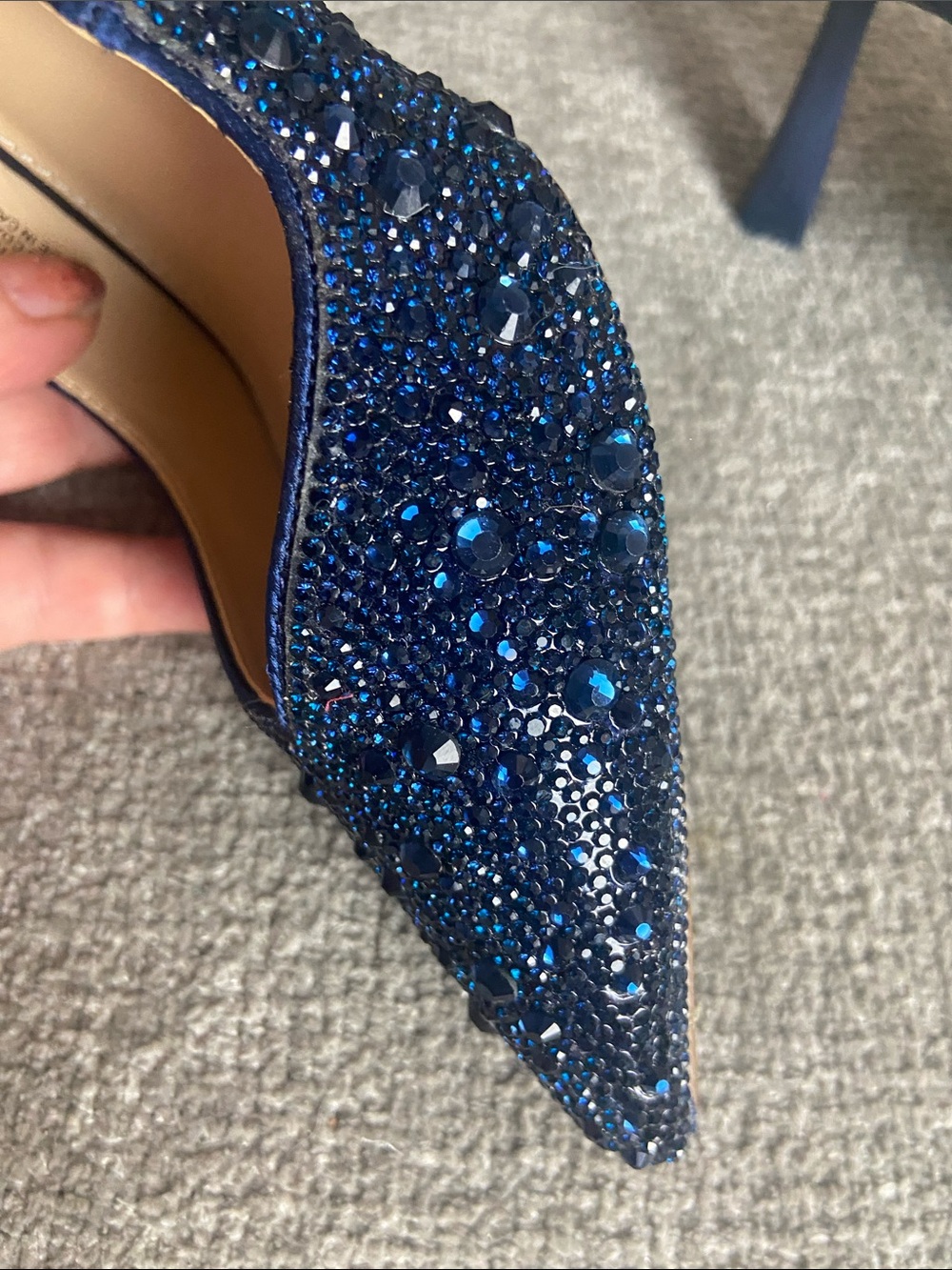 Betsey Johnson Navy Crystal Pointed Slingback Heels size 7M - Picture 16 of 16